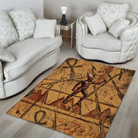 Min Ancient Egyptian Area Rug Fertility Symbol Sandstone Ankh Pyramid Pattern