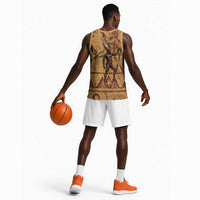 Min Ancient Egyptian Basketball Jersey Fertility Symbol Sandstone Ankh Pyramid Pattern