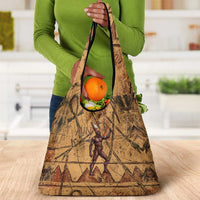 Min Ancient Egyptian Grocery Bag Fertility Symbol Sandstone Ankh Pyramid Pattern