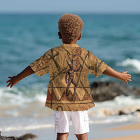Min Ancient Egyptian Kid Hawaiian Shirt Fertility Symbol Sandstone Ankh Pyramid Pattern