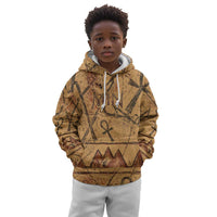 Min Ancient Egyptian Kid Hoodie Fertility Symbol Sandstone Ankh Pyramid Pattern