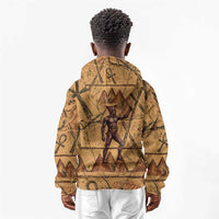 Min Ancient Egyptian Kid Hoodie Fertility Symbol Sandstone Ankh Pyramid Pattern