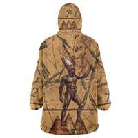 Min Ancient Egyptian Kid Wearable Blanket Hoodie Fertility Symbol Sandstone Ankh Pyramid Pattern