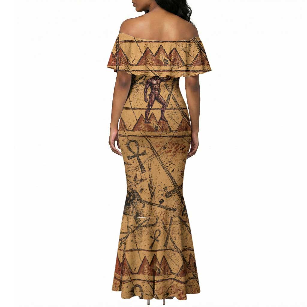 Min Ancient Egyptian Mermaid Dress Fertility Symbol Sandstone Ankh Pyramid Pattern