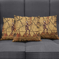 Min Ancient Egyptian Pillow Cover Fertility Symbol Sandstone Ankh Pyramid Pattern