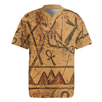 Min Ancient Egyptian Rugby Jersey Fertility Symbol Sandstone Ankh Pyramid Pattern