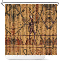Min Ancient Egyptian Shower Curtain Fertility Symbol Sandstone Ankh Pyramid Pattern