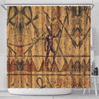 Min Ancient Egyptian Shower Curtain Fertility Symbol Sandstone Ankh Pyramid Pattern
