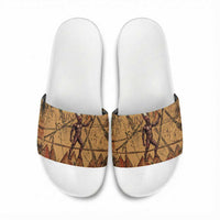 Min Ancient Egyptian Slide Sandals Fertility Symbol Sandstone Ankh Pyramid Pattern