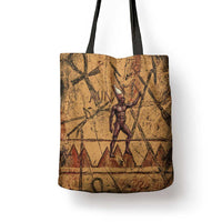 Min Ancient Egyptian Tote Bag Fertility Symbol Sandstone Ankh Pyramid Pattern