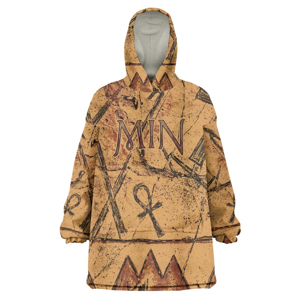 Min Ancient Egyptian Wearable Blanket Hoodie Fertility Symbol Sandstone Ankh Pyramid Pattern