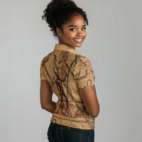 Min Ancient Egyptian Women Polo Shirt Fertility Symbol Sandstone Ankh Pyramid Pattern