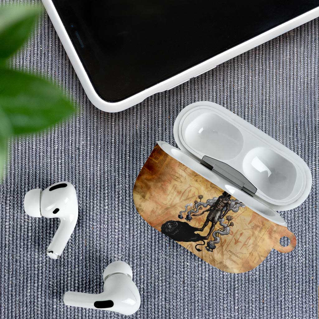 Nefertem Ancient Egyptian AirPods Case Lion Head Lotus Flowers Incense Smoke Ancient