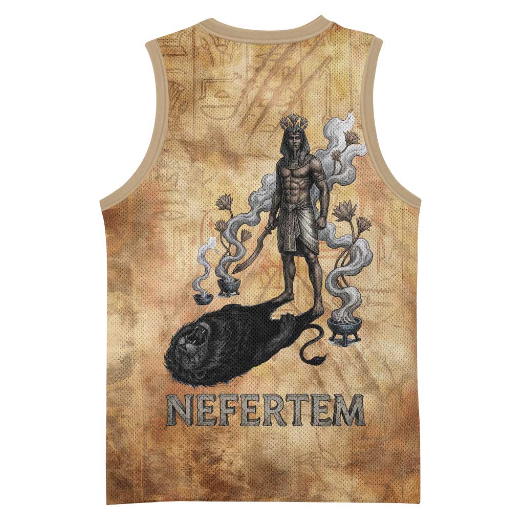 Nefertem Ancient Egyptian Basketball Jersey Lion Head Lotus Flowers Incense Smoke Ancient