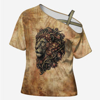 Nefertem Ancient Egyptian Cross Shoulder Shirt Lion Head Lotus Flowers Incense Smoke Ancient