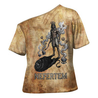 Nefertem Ancient Egyptian Cross Shoulder Shirt Lion Head Lotus Flowers Incense Smoke Ancient
