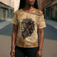 Nefertem Ancient Egyptian Cross Shoulder Shirt Lion Head Lotus Flowers Incense Smoke Ancient