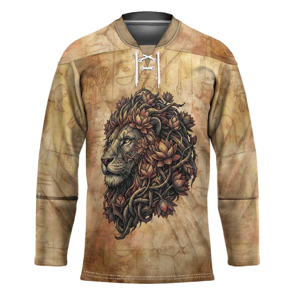 Nefertem Ancient Egyptian Hockey Jersey Lion Head Lotus Flowers Incense Smoke Ancient
