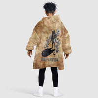 Nefertem Ancient Egyptian Kid Wearable Blanket Hoodie Lion Head Lotus Flowers Incense Smoke Ancient