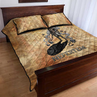 Nefertem Ancient Egyptian Quilt Bed Set Lion Head Lotus Flowers Incense Smoke Ancient