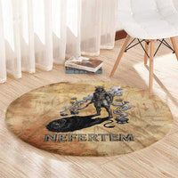 Nefertem Ancient Egyptian Round Carpet Lion Head Lotus Flowers Incense Smoke Ancient