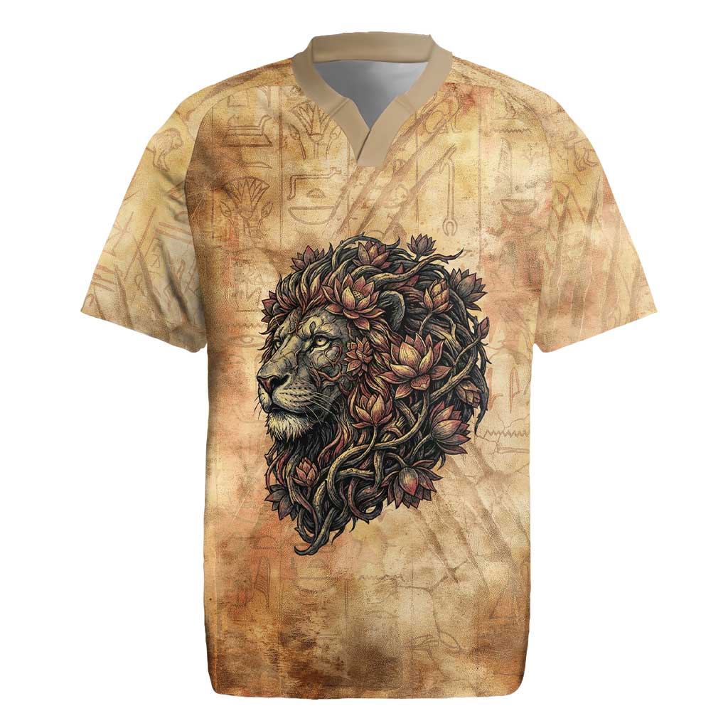 Nefertem Ancient Egyptian Rugby Jersey Lion Head Lotus Flowers Incense Smoke Ancient