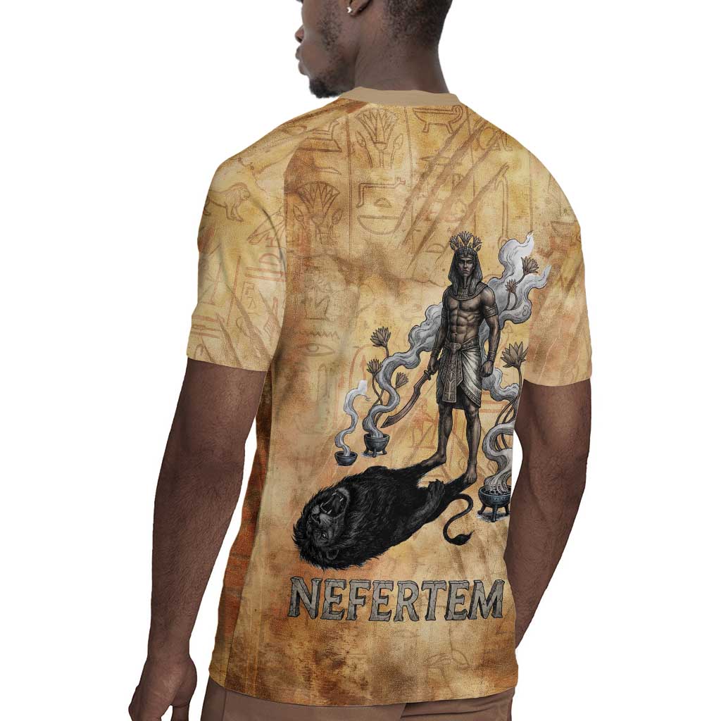 Nefertem Ancient Egyptian Rugby Jersey Lion Head Lotus Flowers Incense Smoke Ancient