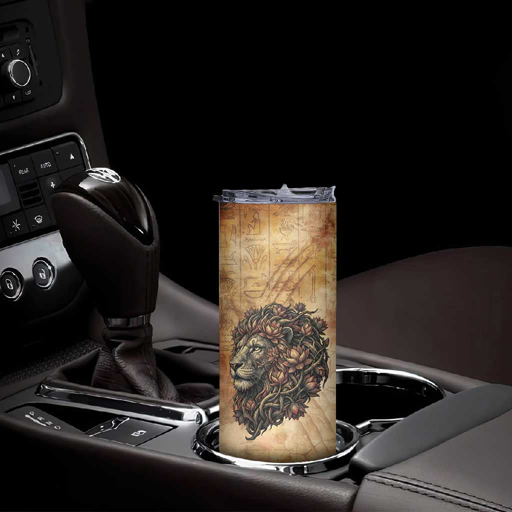 Nefertem Ancient Egyptian Skinny Tumbler Lion Head Lotus Flowers Incense Smoke Ancient