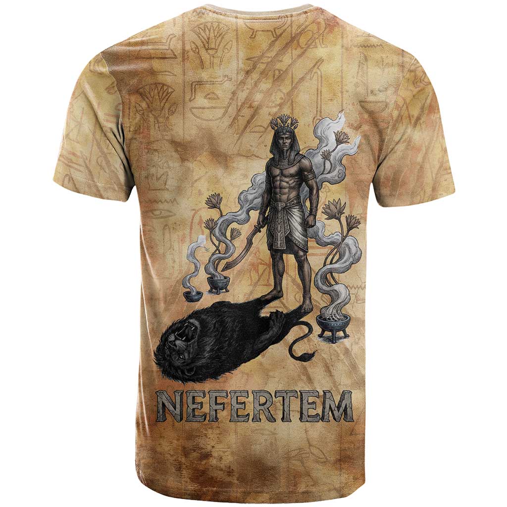 Nefertem Ancient Egyptian T shirt Lion Head Lotus Flowers Incense Smoke Ancient