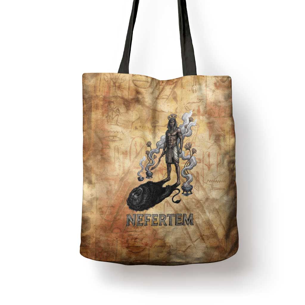 Nefertem Ancient Egyptian Tote Bag Lion Head Lotus Flowers Incense Smoke Ancient