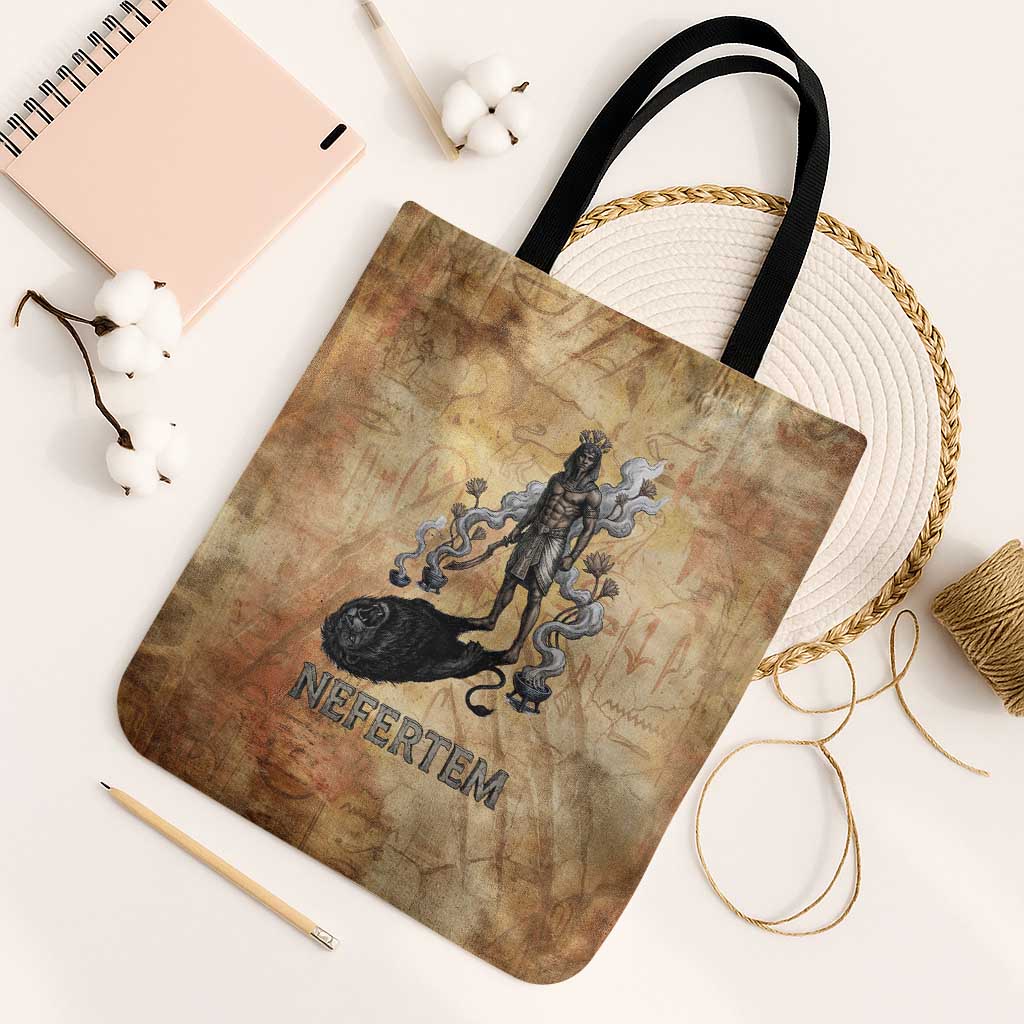 Nefertem Ancient Egyptian Tote Bag Lion Head Lotus Flowers Incense Smoke Ancient