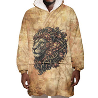 Nefertem Ancient Egyptian Wearable Blanket Hoodie Lion Head Lotus Flowers Incense Smoke Ancient
