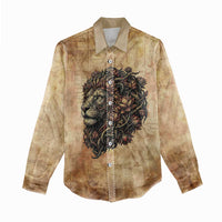 Nefertem Ancient Egyptian Women Casual Shirt Lion Head Lotus Flowers Incense Smoke Ancient