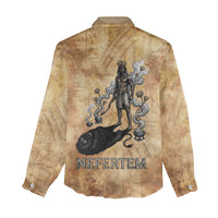 Nefertem Ancient Egyptian Women Casual Shirt Lion Head Lotus Flowers Incense Smoke Ancient