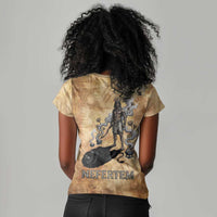 Nefertem Ancient Egyptian Women V-Neck T-Shirt Lion Head Lotus Flowers Incense Smoke Ancient