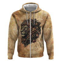 Nefertem Ancient Egyptian Zip Hoodie Lion Head Lotus Flowers Incense Smoke Ancient