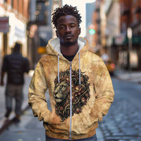 Nefertem Ancient Egyptian Zip Hoodie Lion Head Lotus Flowers Incense Smoke Ancient