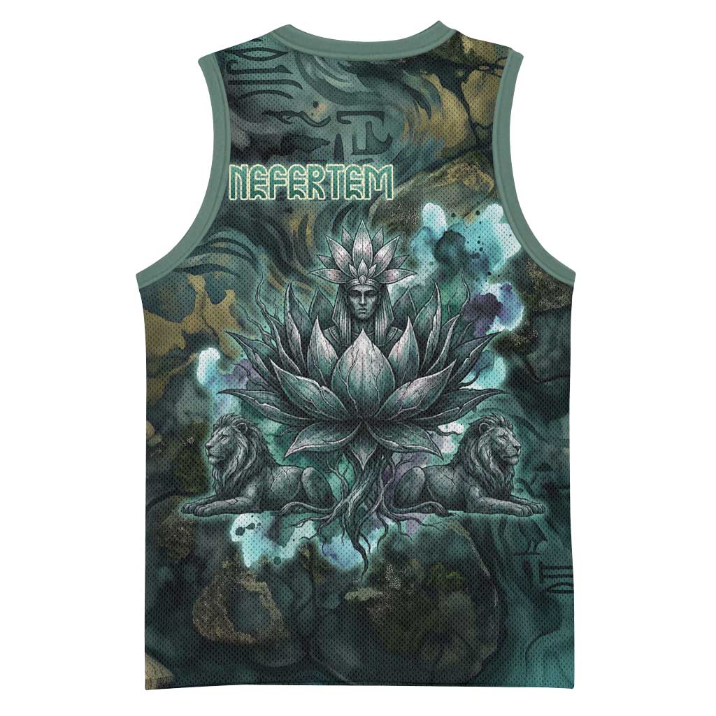 Nefertem Basketball Jersey Primordial Bloom Lotus Mystical Lion Cosmic Egyptian