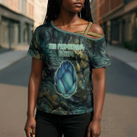 Nefertem Cross Shoulder Shirt Primordial Bloom Lotus Mystical Lion Cosmic Egyptian