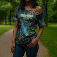 Nefertem Cross Shoulder Shirt Primordial Bloom Lotus Mystical Lion Cosmic Egyptian