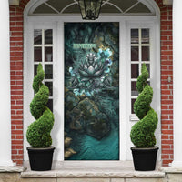 Nefertem Door Cover Primordial Bloom Lotus Mystical Lion Cosmic Egyptian