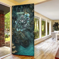 Nefertem Door Cover Primordial Bloom Lotus Mystical Lion Cosmic Egyptian