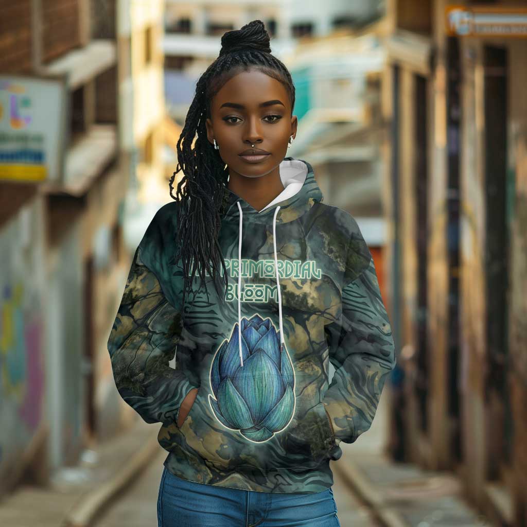 Nefertem Hoodie Primordial Bloom Lotus Mystical Lion Cosmic Egyptian