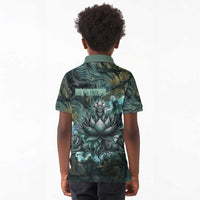 Nefertem Kid Polo Shirt Primordial Bloom Lotus Mystical Lion Cosmic Egyptian