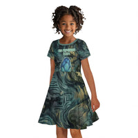 Nefertem Kid Short Sleeve Dress Primordial Bloom Lotus Mystical Lion Cosmic Egyptian