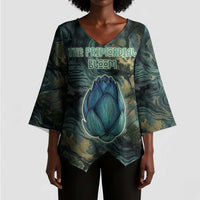 Nefertem Kimono Sleeve Blouse Primordial Bloom Lotus Mystical Lion Cosmic Egyptian