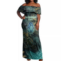 Nefertem Off Shoulder Maxi Dress Primordial Bloom Lotus Mystical Lion Cosmic Egyptian