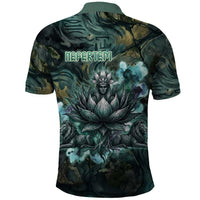 Nefertem Polo Shirt Primordial Bloom Lotus Mystical Lion Cosmic Egyptian