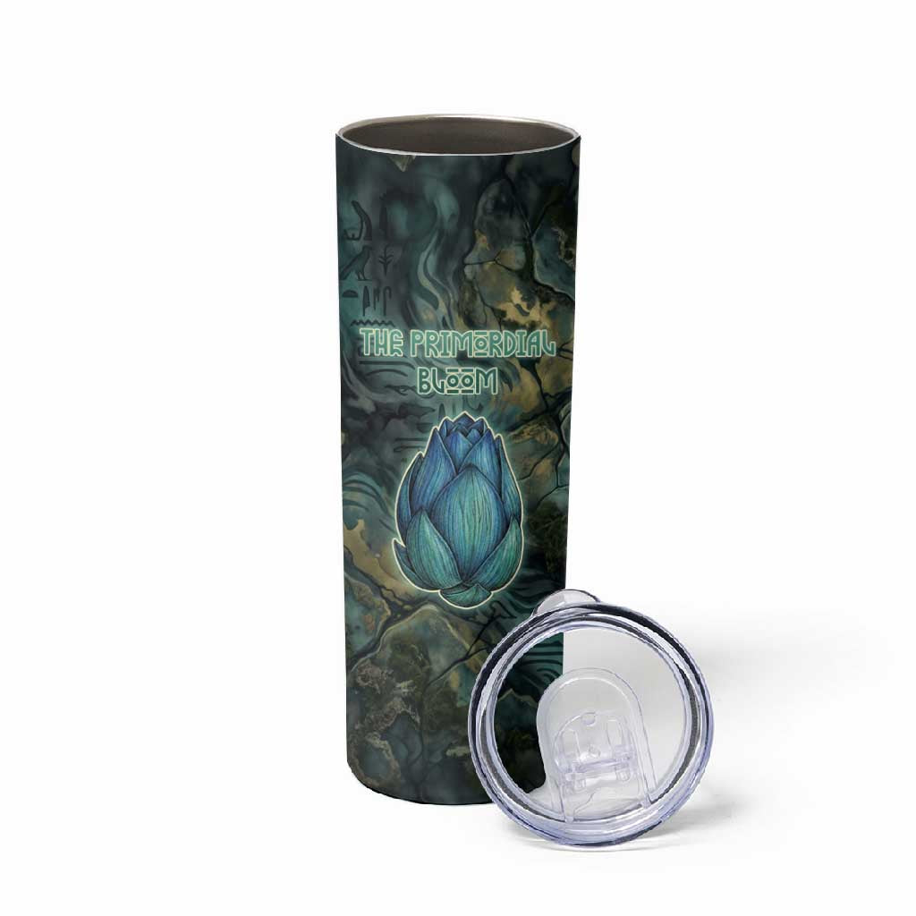 Nefertem Skinny Tumbler Primordial Bloom Lotus Mystical Lion Cosmic Egyptian
