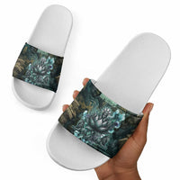 Nefertem Slide Sandals Primordial Bloom Lotus Mystical Lion Cosmic Egyptian